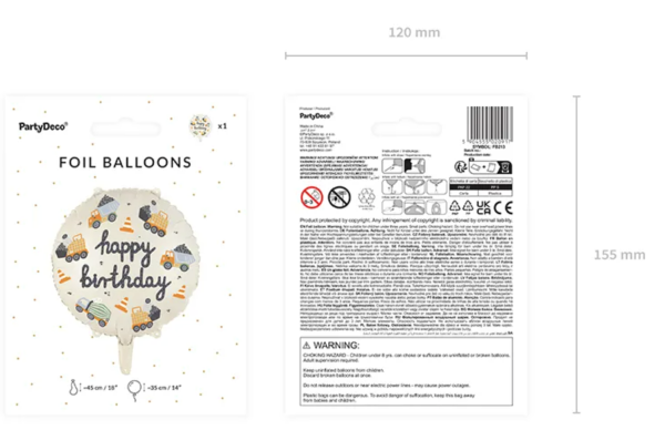 Folienballon - Baufahrzeuge - ø 35cm